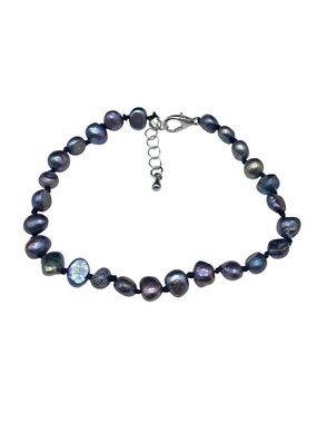 Peacock Tahitian Freshwater Genuine Pearl Beaded Bracelet Purple Natural